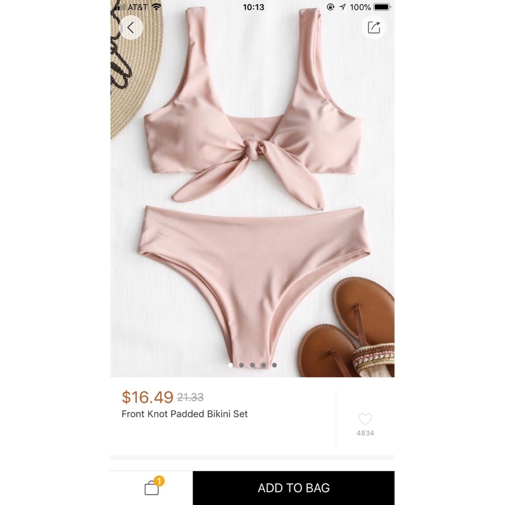 Front knot padded bikini set